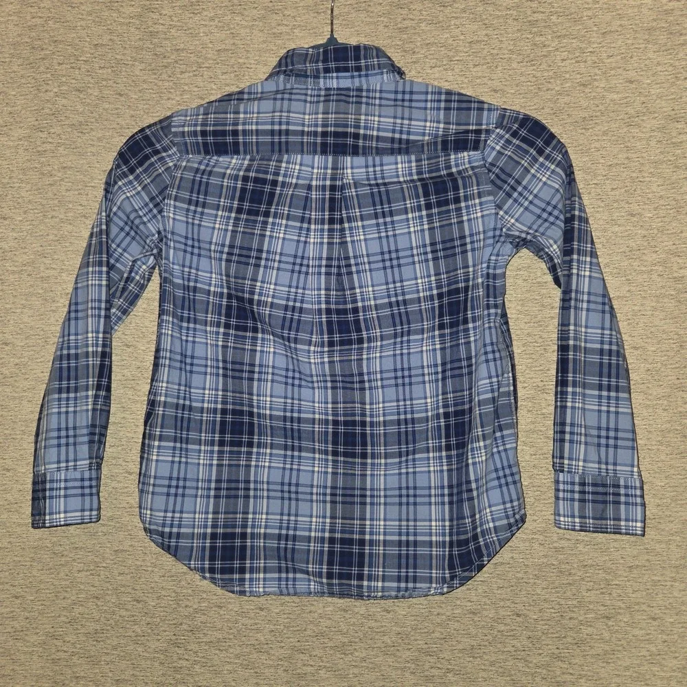 Ralph Lauren Button Down Shirt Boy's Size 6 Long Sleeve Blue Plaid 100% Cotton